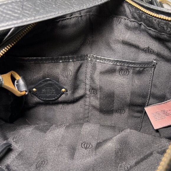 Vintage Juicy Couture Leather Purse Y2K Handbag Black Brass Chunky Chain - Picture 10 of 16